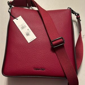 Calvin Klein Fay Crossbody deep red  large - NWT